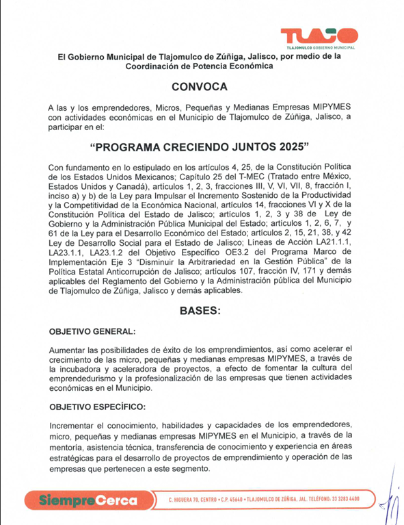 Convocatoria del Programa Creciendo Juntos
