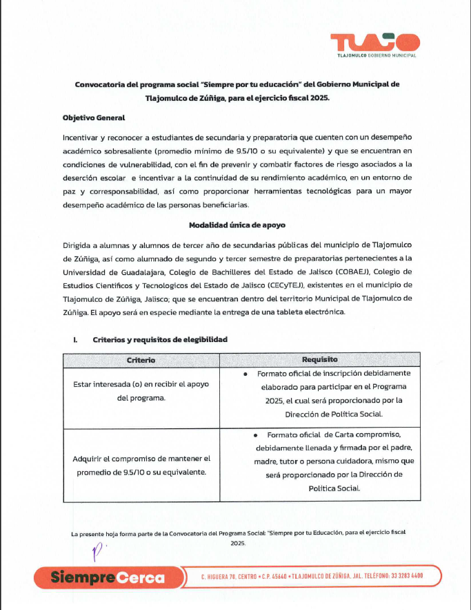 Convocatoria Siempre por tu educación